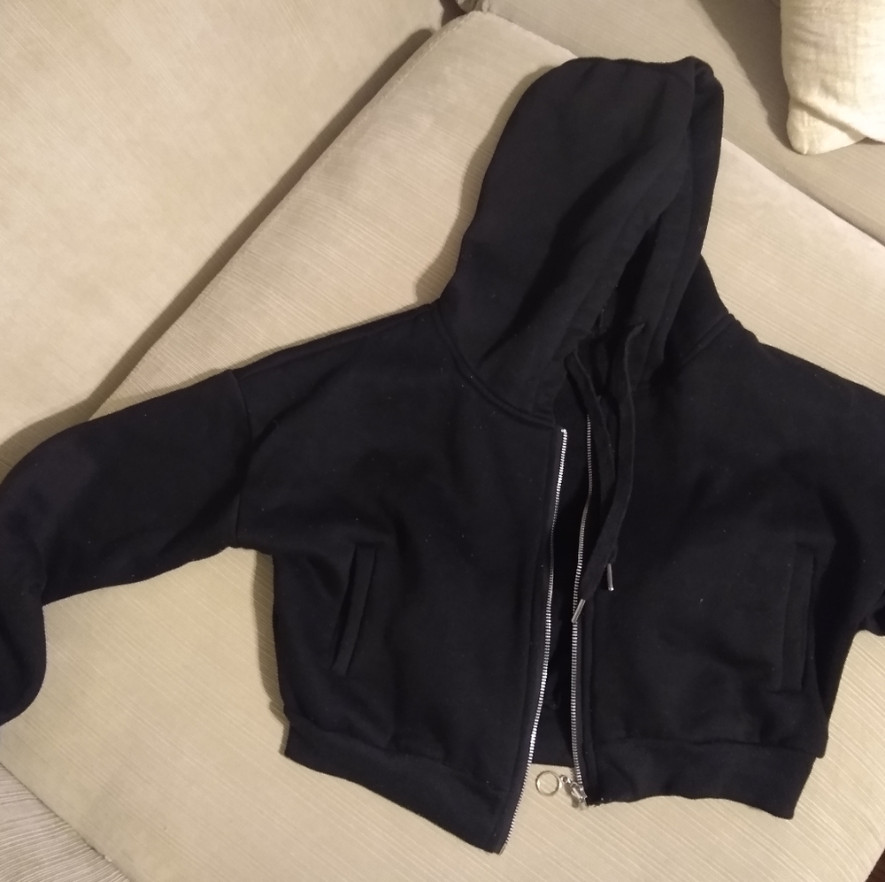 Cropped black hoodie